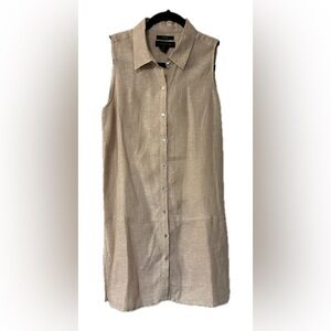 Tahari Linen Sleeveless Shirt Dress.